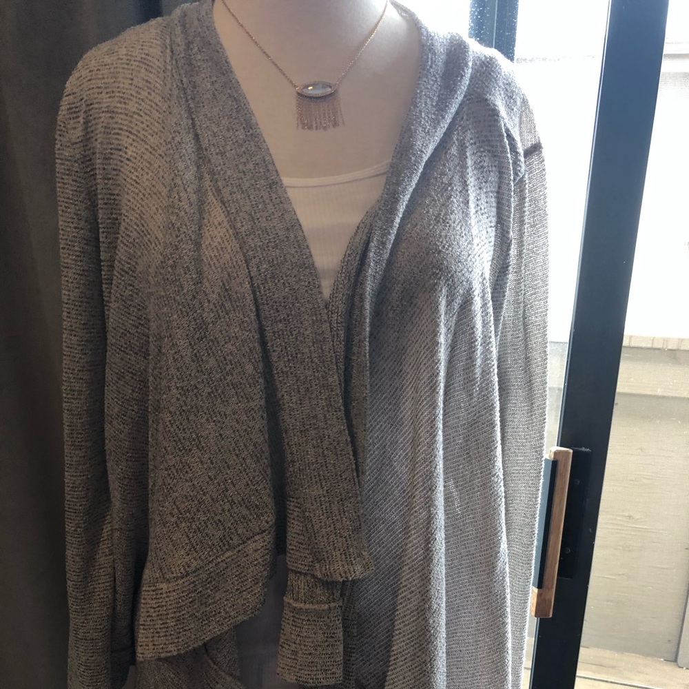 Knit open front maternity cascading cardigan L